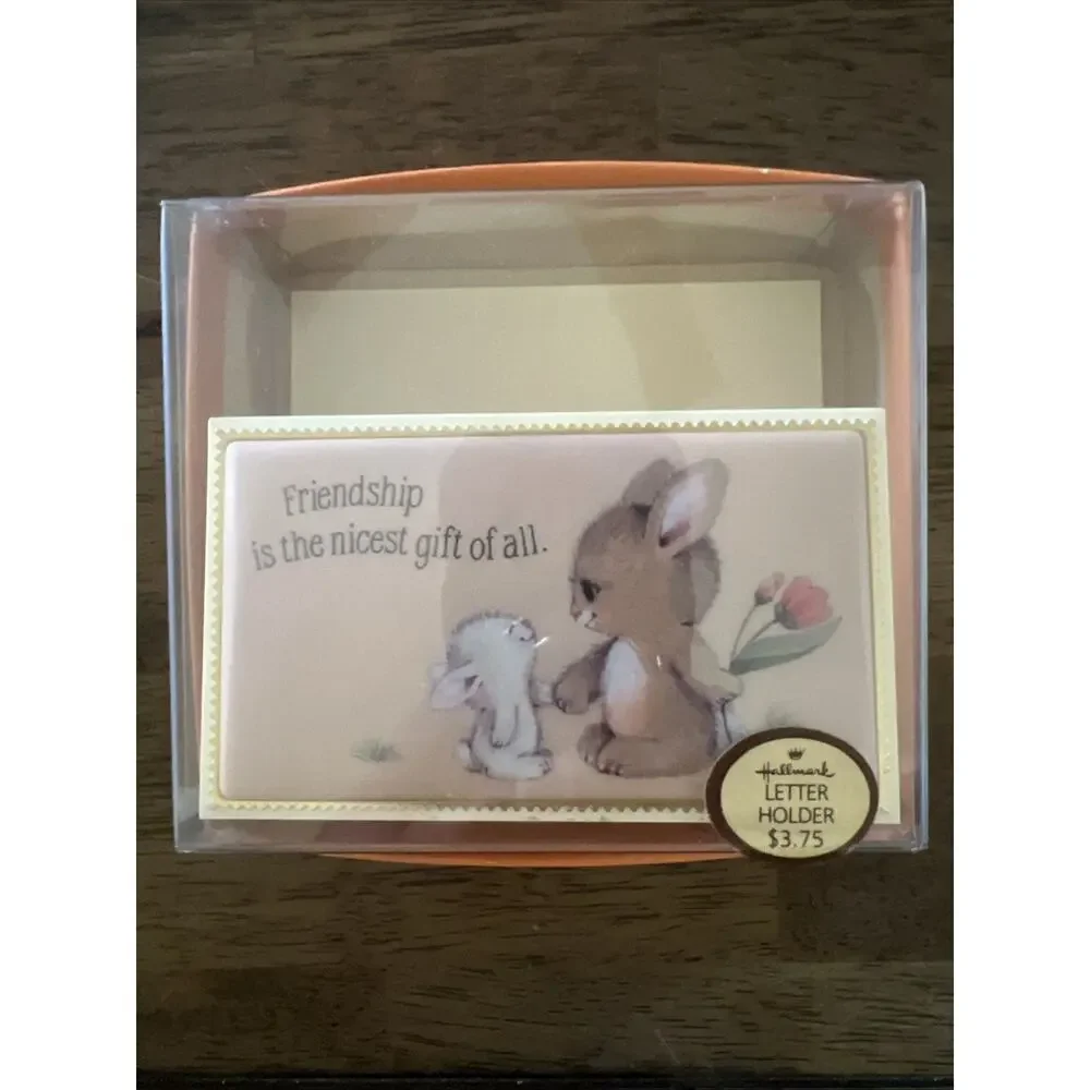 Hallmark Cuddlebunnies Desk Accs Letter Holder & Note Card Holder Set NEW! Vtg